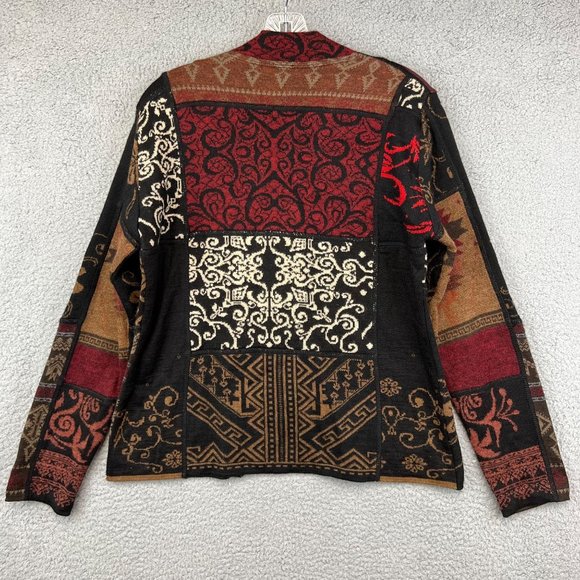 Tey-Art Peruvian Hand Made Alpaca Floral Intarsia Cardigan size M - Picture 2 of 9